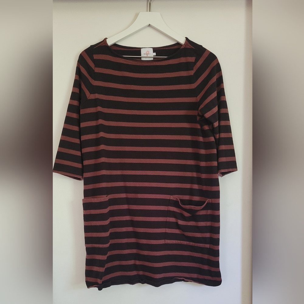 The Nines by Hatch Striped Maternity Dress w/ Pockets Sz Medium Cotton Comfy